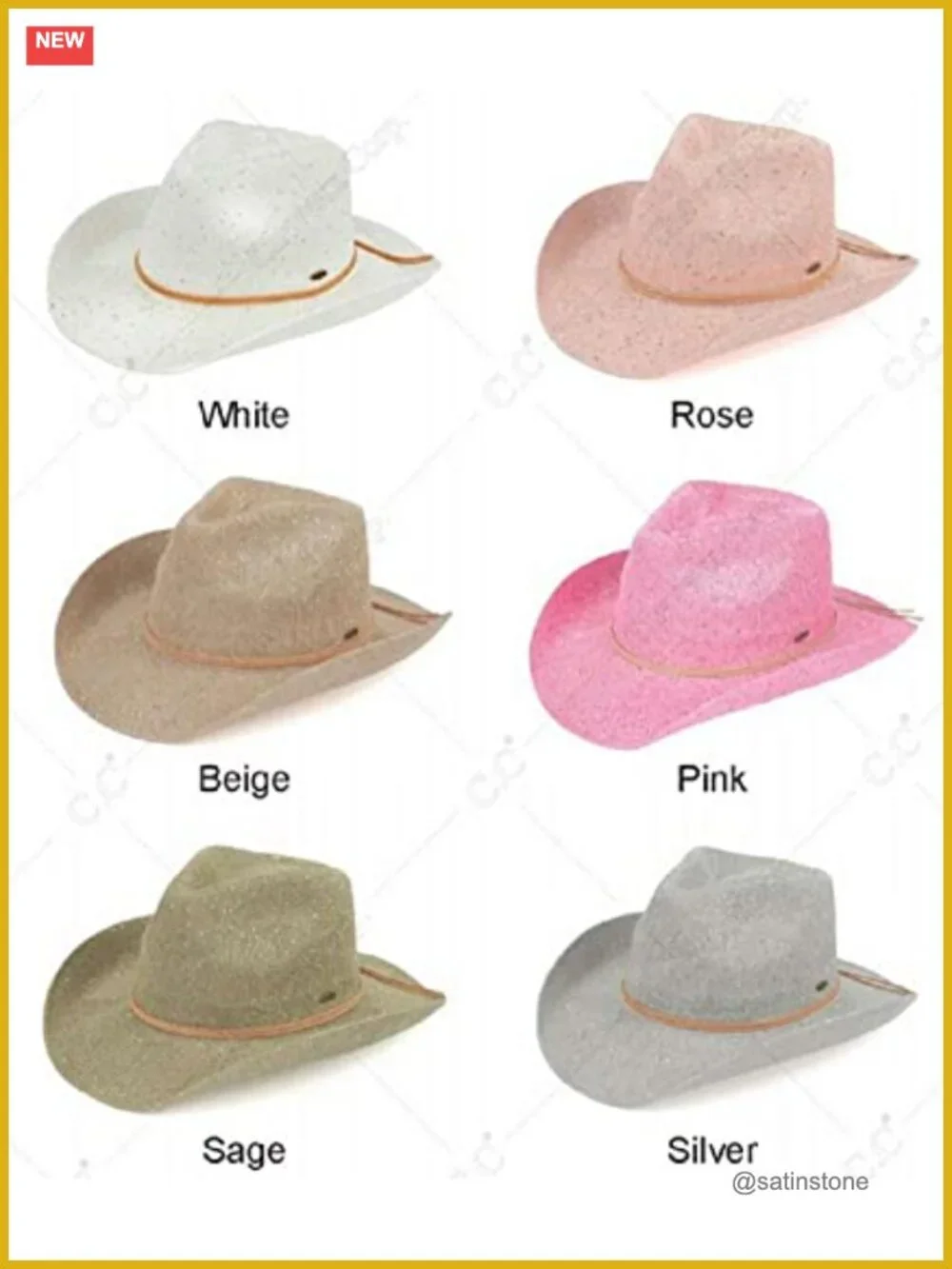 Sparkly Sequin Cowboy Hat with Suede String Trim - Shapeable & Packable